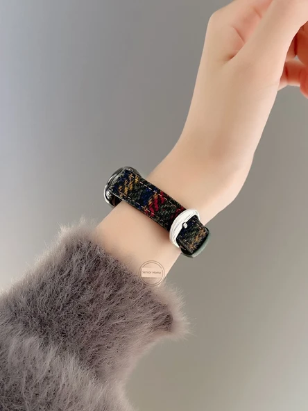 Xiaomi Bileklik 9 Seramik Yünlü Kordon - Mavi Gri Çizgili - 5