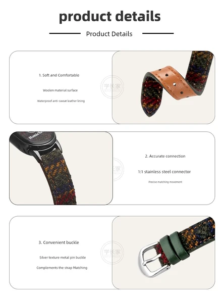 Xiaomi Bileklik 9 Seramik Yünlü Kordon - Mavi Gri Çizgili - 6