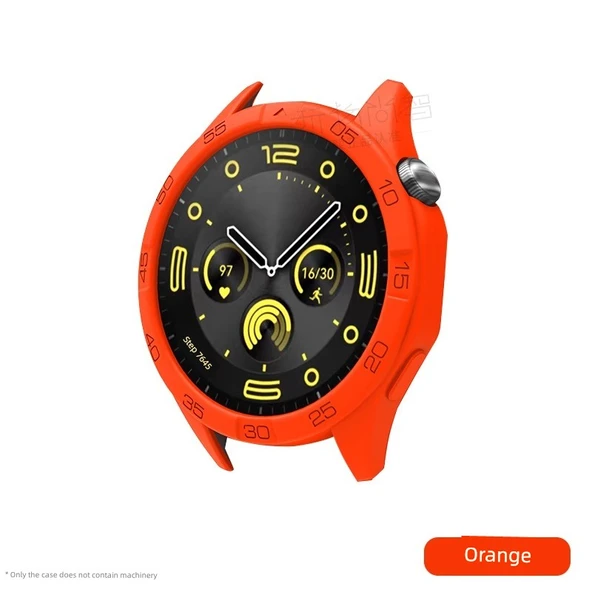 Huawei GT4 46mm Silikon Kılıf Turuncu Desenli + 2 Ekran Koruyucu