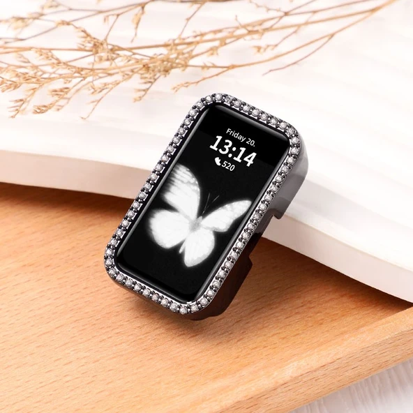 Huawei Bileklik 10 Elmas Desenli Siyah Koruyucu Kılıf