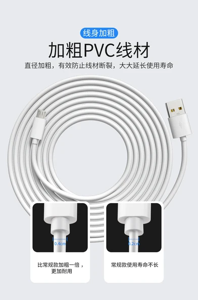 2 Metre Android USB Şarj ve Data Kablosu - Beyaz Hat - 8