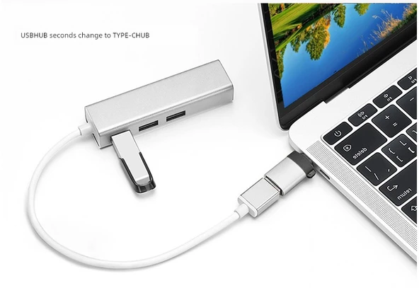 Type-C USB 3.0 OTG Adaptör - Yüksek Hızlı - Siyah Renk - 2'li Paket - 11