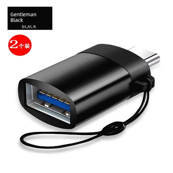 Type-C USB 3.0 OTG Adaptör - Yüksek Hızlı - Siyah Renk - 2'li Paket