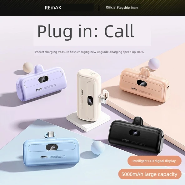 5000mAh Taşınabilir Şarj Aleti - Lavanta Moru - Apple Girişli - 2