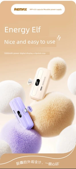 5000mAh Taşınabilir Şarj Aleti - Lavanta Moru - Apple Girişli - 7