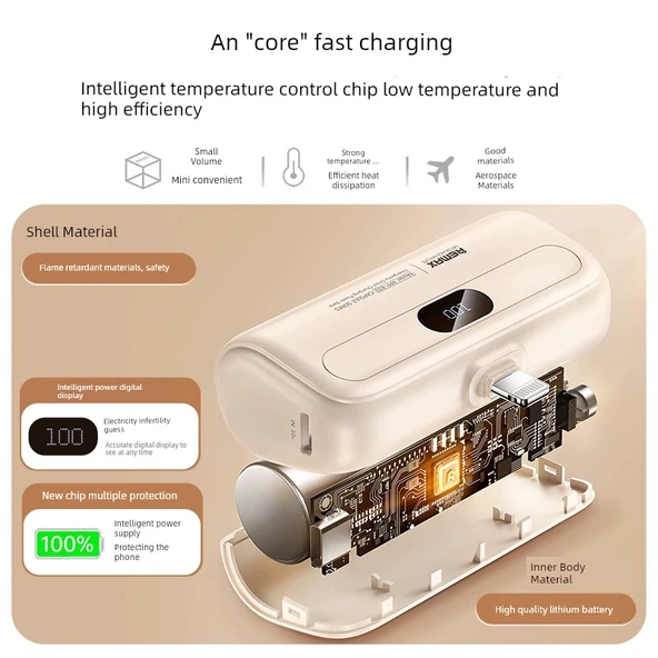 5000mAh Taşınabilir Şarj Aleti - Lavanta Moru - Apple Girişli - 3