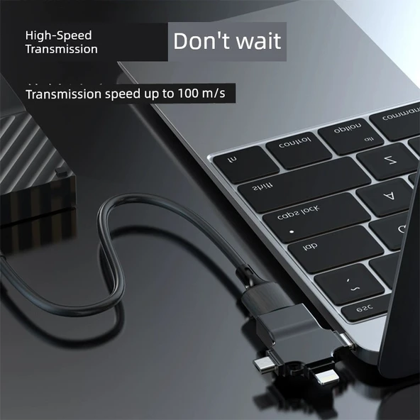 Üçü Bir Arada OTG Adaptörü - Siyah Metal Kasa - Resim 3