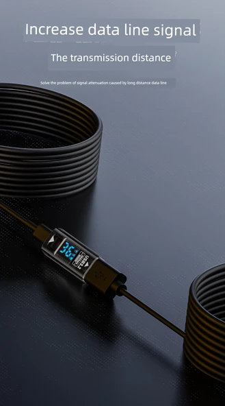 Type-C Dişi - Type-C Erkek Adaptör - Şeffaf Dijital Ekran PD140W Düz Başlıklı 40Gbps 8K 60Hz - 11