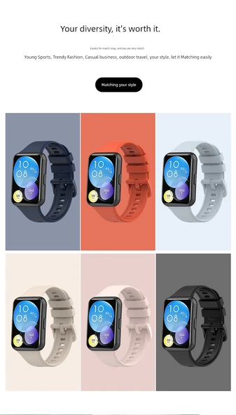 Huawei Fit2 Uyumlu Silikon Kordon - Ada Mavisi - 8