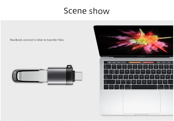 Type-C USB 3.0 OTG Adaptör - Yüksek Hızlı - Siyah Renk - 2'li Paket - 9