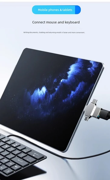 Üçü Bir Arada OTG Adaptörü - Siyah Metal Kasa - Resim 9