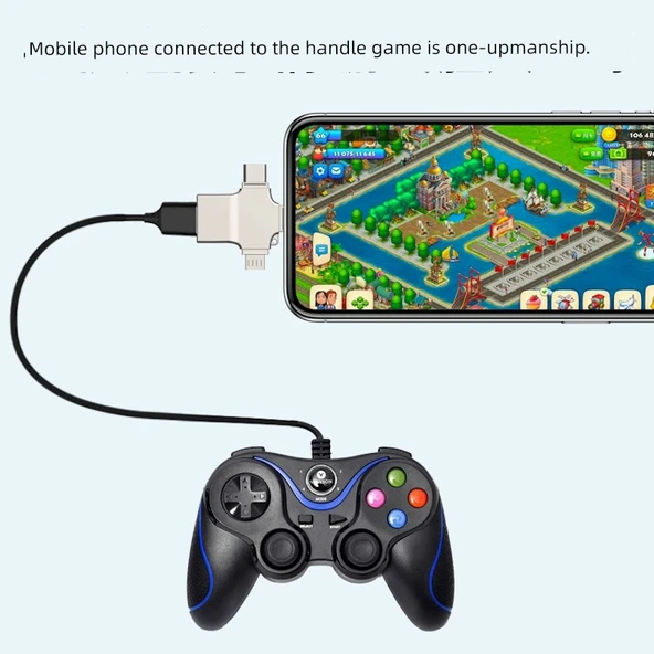 Üçü Bir Arada OTG Adaptörü - Siyah Metal Kasa - Resim 5