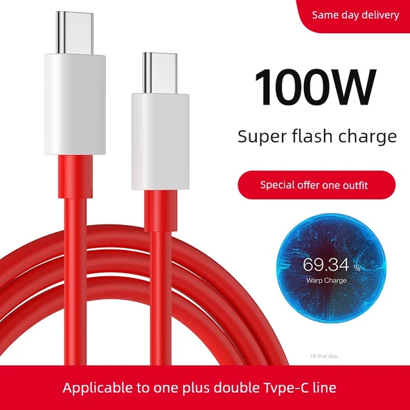 1m Çift Type-C 100W Süper Hızlı Şarj Kablosu - Tek