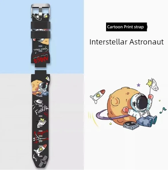 Huawei Çocuk Saati 5/5 Vitality/5 Xinyao/4pro Uyumlu - [Yıldız Astronot] Desenli Silikon Kordon