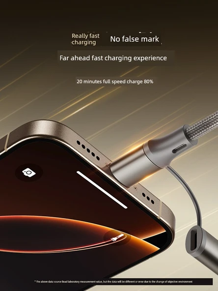 Dört-in-Bir Hızlı Şarj Data Kablosu - 1.5m - Rose Gold - Resim 3