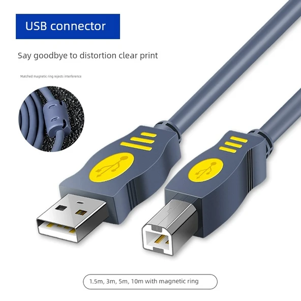 USB 2.0 Yazıcı Kablosu - 3 Metre - USB'den Kare Porta