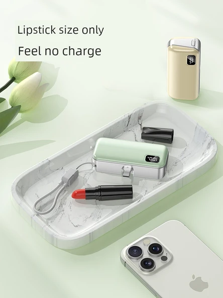 Mini Kapsül Powerbank 5000mAh 22.5W Hızlı Şarj - Kayısı Rengi Type-C Katlanabilir (Gelişmiş Versiyon) - 2