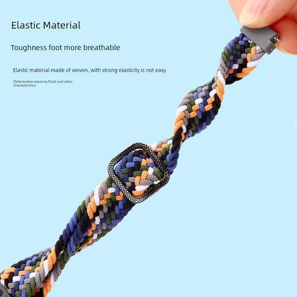 Honor Band 4/5 Uyumlu Kırmızı ve Siyah Geçmeli Düğmeli Örgü Kordon - Resim 3