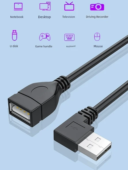 90 Derece Dirsek USB 2.0 Uzatma Kablosu - 0.25m - Sağ Açılı - 4
