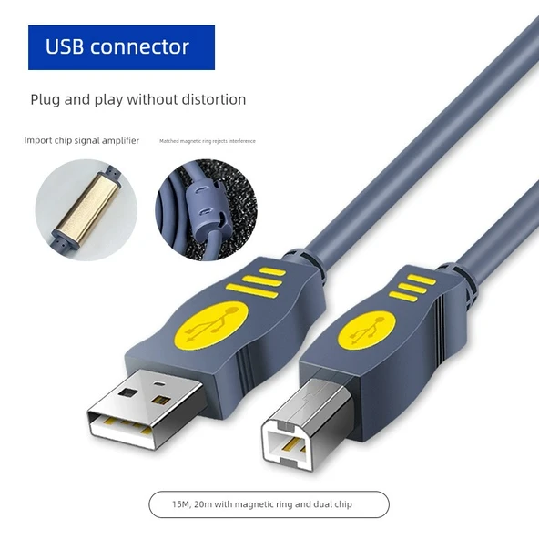 USB 2.0 Yazıcı Kablosu - 15 Metre - Çipli Uzun Mesafe