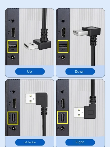 90 Derece Dirsek USB 2.0 Uzatma Kablosu - 0.5m - Yukarı Açılı - 6