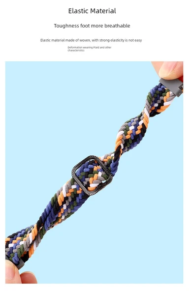 Honor Band 4/5 Uyumlu Kırmızı ve Siyah Geçmeli Düğmeli Örgü Kordon - Resim 11