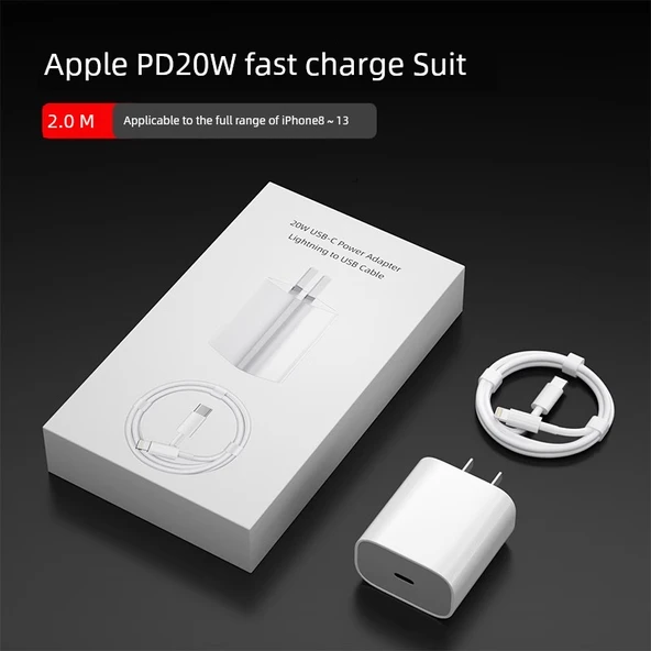 20W PD Hızlı Şarj Adaptörü ve 2.0m Kablo