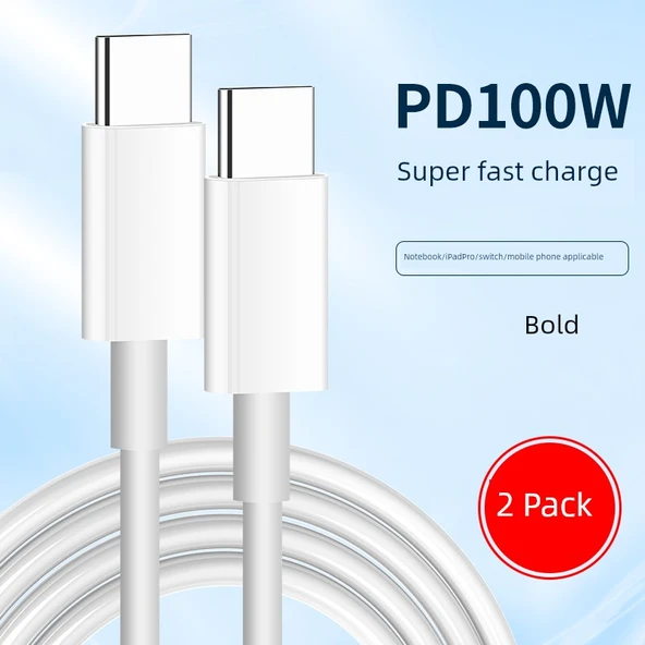 Çift Başlıklı USB Type-C Data Kablosu 1.5m PD100W (Model 1)