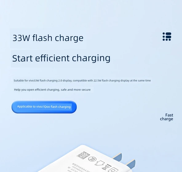 Vivo X50 Serisi 33W Hızlı Şarj Aleti [33W Flaş Başlık + 1m + 1m Kablo] - 7