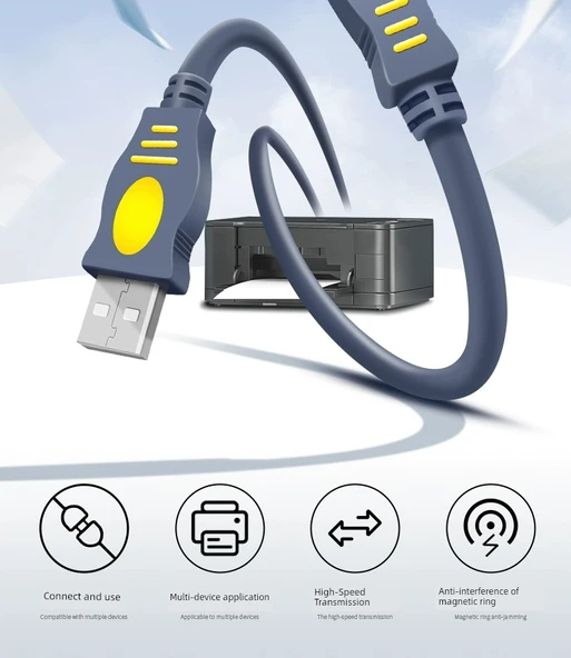 USB 2.0 Yazıcı Kablosu - 15 Metre - Çipli Uzun Mesafe - 7