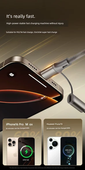 Dört-in-Bir Hızlı Şarj Data Kablosu - 1.5m - Rose Gold - Resim 9