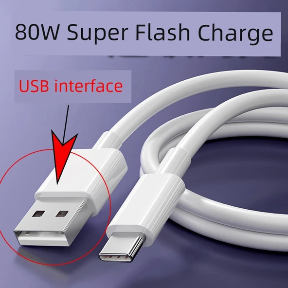 Vivo 80W Hızlı Şarj Data Kablosu - 1m + 1.5m USB - Type-C