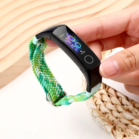 Honor Band 4/5 Uyumlu Renkli Yeşil Terlik Örgü Kordon