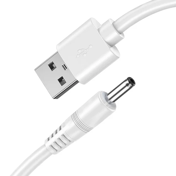 USB - DC 5V 3.5mm Güç Kablosu 1m - Beyaz [Tek Adet]
