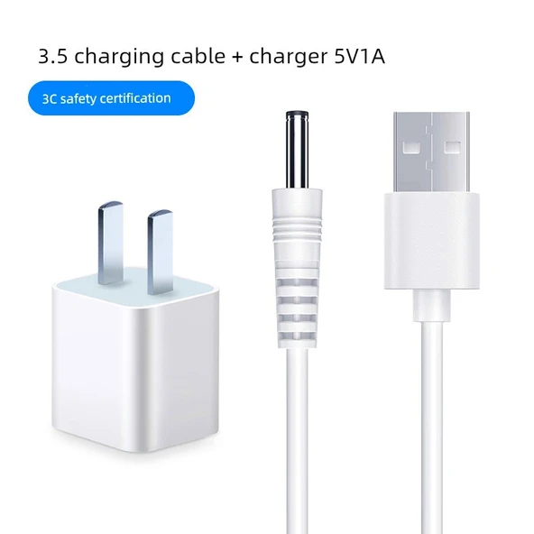 USB - DC 5V 3.5mm Güç Kablosu 1.5m - Beyaz [Set]