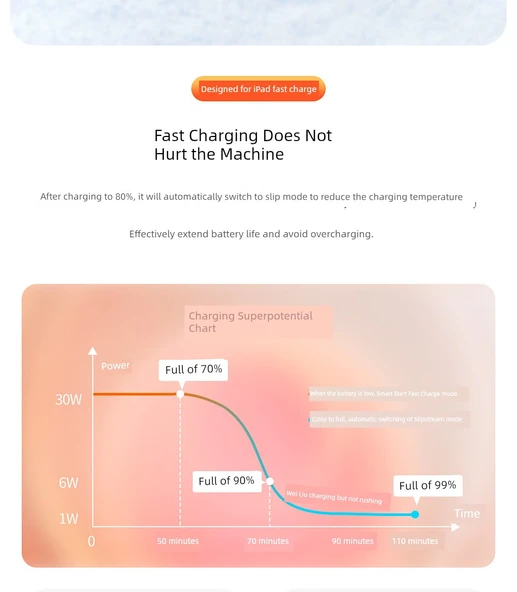iPad Air4/5 için 30W Hızlı Şarj USB Şarj Aleti - 1m Örgülü Kablo - Resim 11