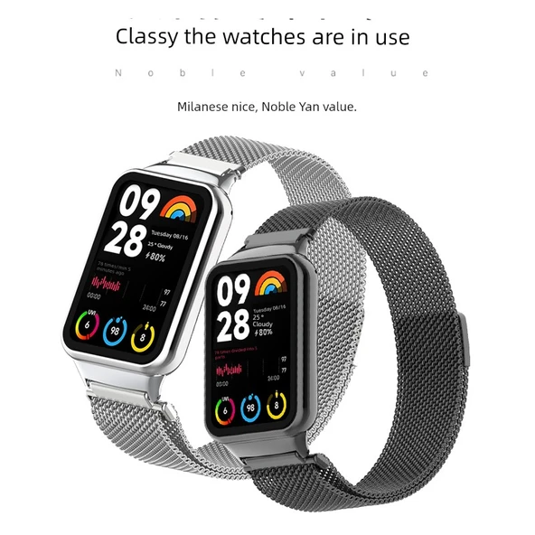 Xiaomi Mi Band 8 Pro Milanese Kordon - Gül Kurusu (Model 1) (Film Hediyeli) - 3