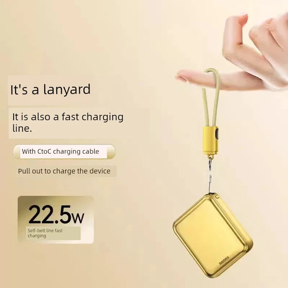 10000mAh Alüminyum Alaşımlı Şarj Aleti - Altın - Apple Adaptörlü - 10