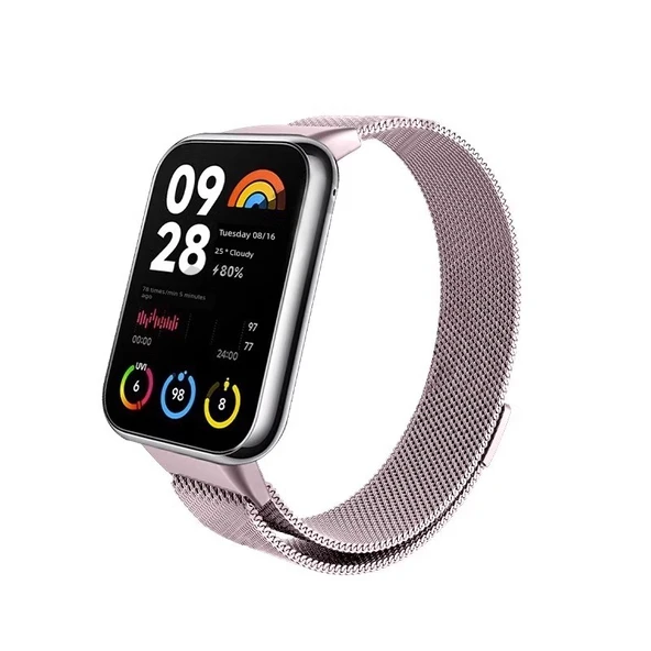 Xiaomi Mi Band 8 Pro Milanese Kordon - Gül Kurusu (Model 1) (Film Hediyeli)