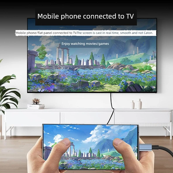 Type-C - HDMI Dönüştürücü Kablo - Alaşım PVC 4K60Hz - 0.19m - 3