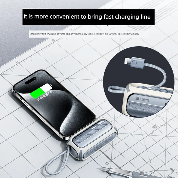 20W Hızlı Şarj Mini Powerbank 5000mAh - Gri - 2