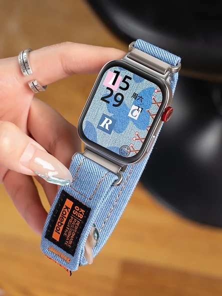 Huawei Fit2/Vitality/Fashion/Elegant Koyu Gri Denim Saat Kordonu ve Ekran Koruyucu Film - 4