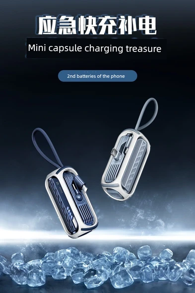 20W Hızlı Şarj Mini Powerbank 5000mAh - Gri - 4