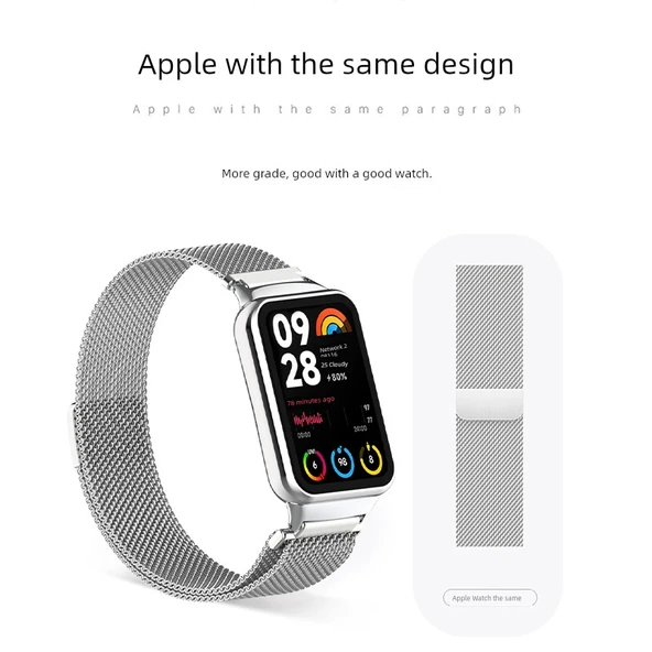 Xiaomi Mi Band 8 Pro Milanese Kordon - Gül Kurusu (Model 1) (Film Hediyeli) - 4