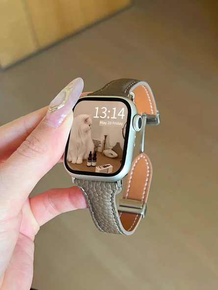 Xiaomi Bracelet 9pro Kremsi Beyaz Manyetik Deri Kordon - 8