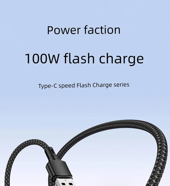 100W Süper Hızlı Şarj Type-C Kablo - 1.5m Hilal Ay - Resim 4