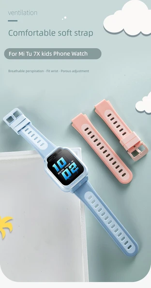 Mi Tu 7X Çift Renkli Mavi Akıllı Çocuk Saati Kordonu - Xiaomi Mi Bunny - 7