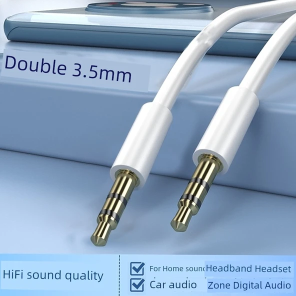 Çift Taraflı 3.5mm Erkek - Erkek Ses Kablosu - 1 Metre - Tekli Paket