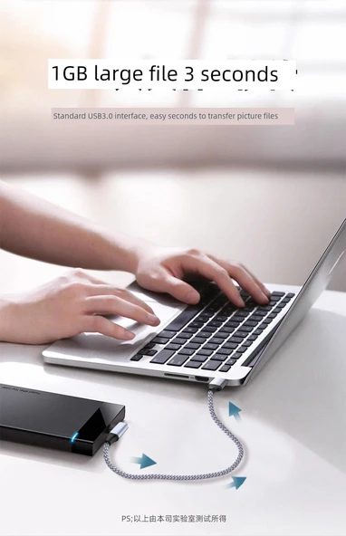 USB 3.0 - Type-C Hızlı Şarj ve Data Kablosu - 3 Metre Gri - 7