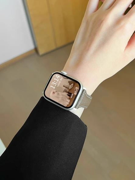 Xiaomi Bracelet 9pro Kremsi Beyaz Manyetik Deri Kordon - 10